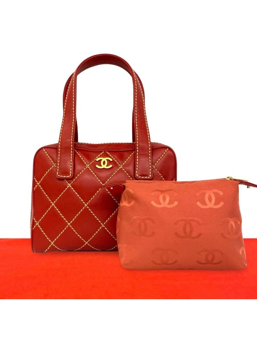 Chanel CC Logo Wild Stitch Leather Handbag Mini Tote